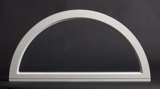 Dekorfönster Halvmåne helglas utvändigt 1190x595mm vit enkelglas